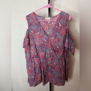 Lucky Brand Cold Shoulder BabyDoll Blouse 2xl